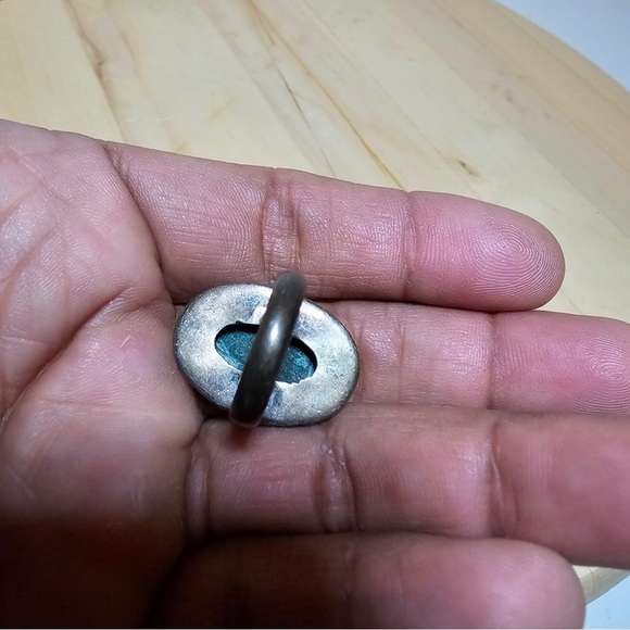 Vintage Sterling Silver 925 Oval Malachite Stone Ring Size 5.5-6 Weighs 10 Grams - Picture 7 of 10